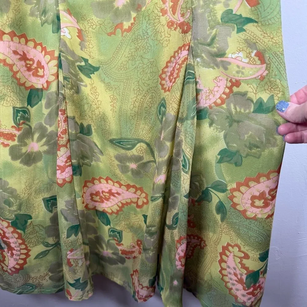 Green Paisley Layered Whimsical Fairy Paisley Floral Skirt Size 2X